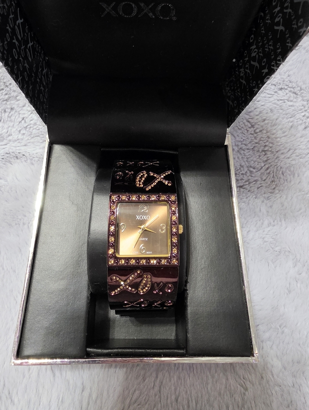 XOXO Women's Brown Crystal Accent Bracelet Watch